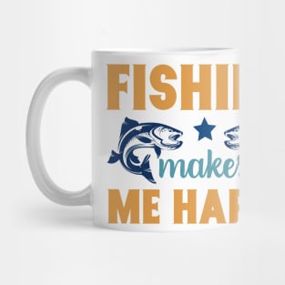 Fishing Makes Me Happy Fishing Summer Hobby Professional Fisherman For Dads Mug